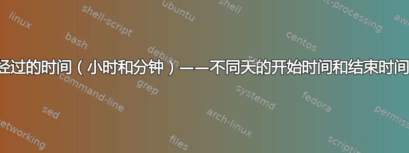 经过的时间（小时和分钟）——不同天的开始时间和结束时间