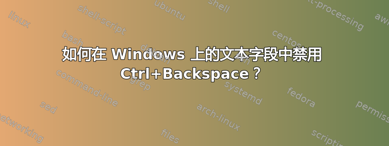 如何在 Windows 上的文本字段中禁用 Ctrl+Backspace？