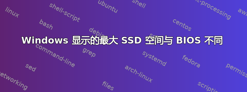 Windows 显示的最大 SSD 空间与 BIOS 不同