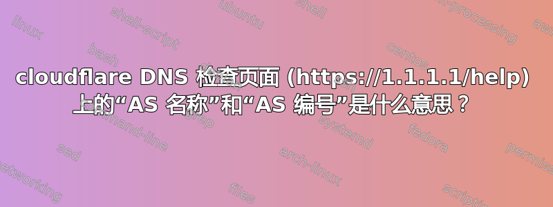 cloudflare DNS 检查页面 (https://1.1.1.1/help) 上的“AS 名称”和“AS 编号”是什么意思？