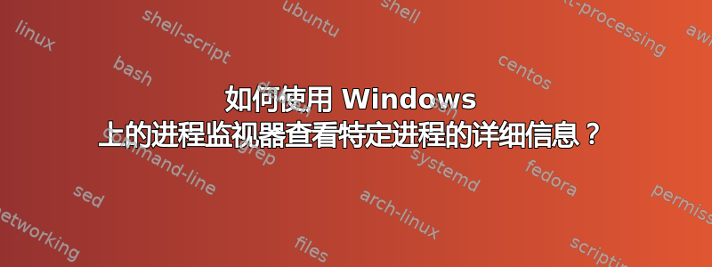 如何使用 Windows 上的进程监视器查看特定进程的详细信息？