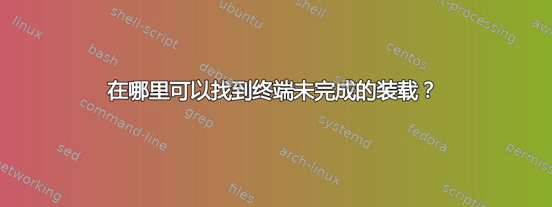 在哪里可以找到终端未完成的装载？