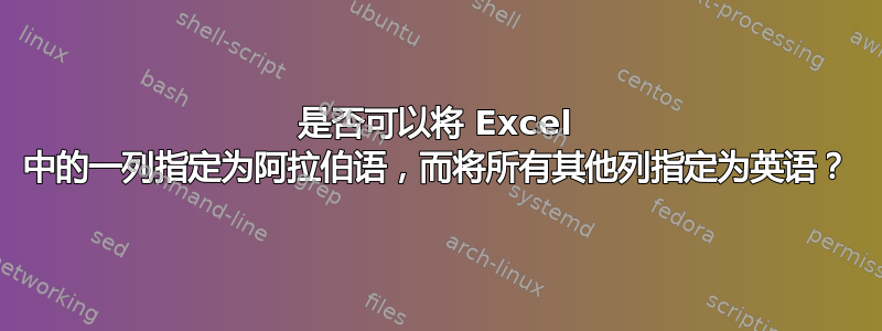 是否可以将 Excel 中的一列指定为阿拉伯语，而将所有其他列指定为英语？