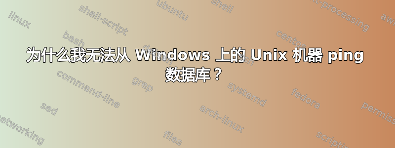 为什么我无法从 Windows 上的 Unix 机器 ping 数据库？