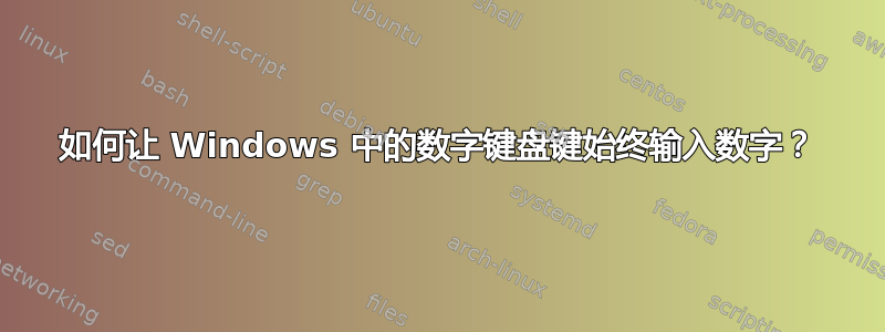 如何让 Windows 中的数字键盘键始终输入数字？