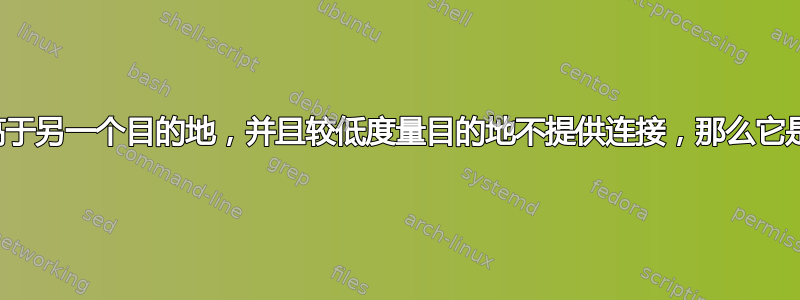 如果路由表目的地的度量高于另一个目的地，并且较低度量目的地不提供连接，那么它是否可以通过它进行连接？