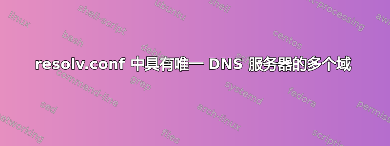 resolv.conf 中具有唯一 DNS 服务器的多个域