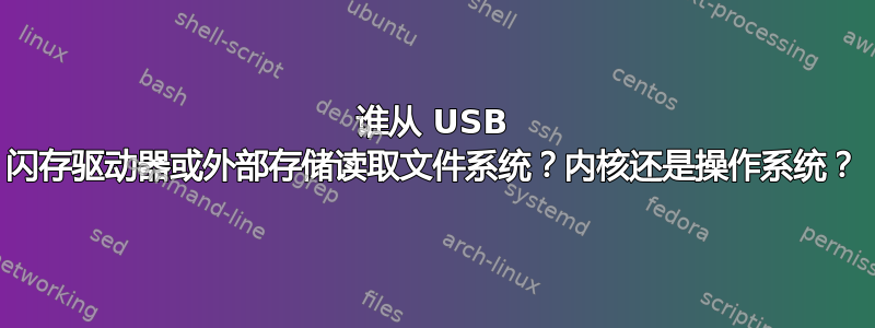 谁从 USB 闪存驱动器或外部存储读取文件系统？内核还是操作系统？