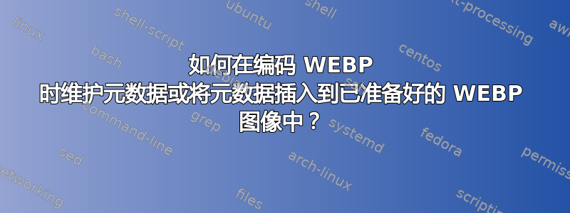 如何在编码 WEBP 时维护元数据或将元数据插入到已准备好的 WEBP 图像中？