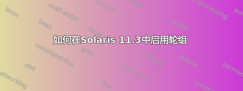 如何在Solaris 11.3中启用轮组