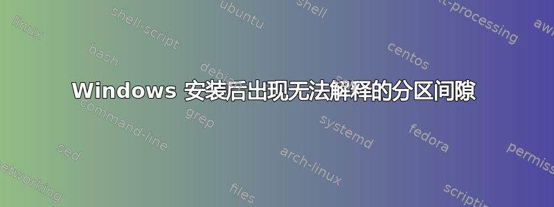 Windows 安装后出现无法解释的分区间隙