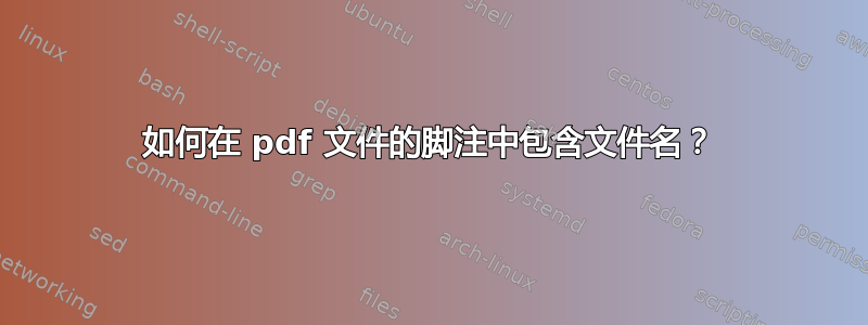 如何在 pdf 文件的脚注中包含文件名？