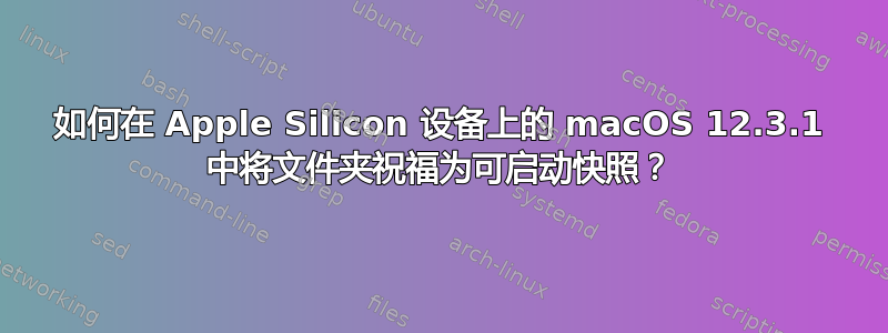 如何在 Apple Silicon 设备上的 macOS 12.3.1 中将文件夹祝福为可启动快照？