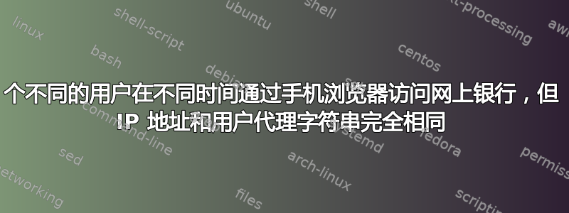 2 个不同的用户在不同时间通过手机浏览器访问网上银行，但 IP 地址和用户代理字符串完全相同