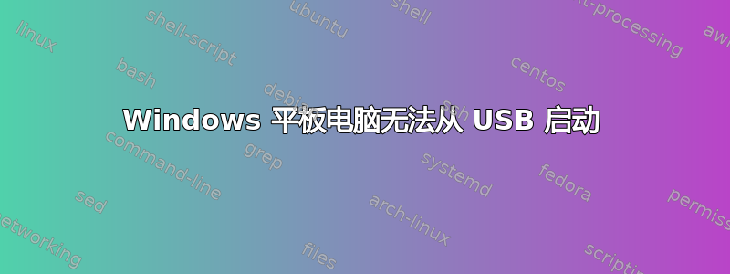 Windows 平板电脑无法从 USB 启动