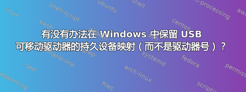 有没有办法在 Windows 中保留 USB 可移动驱动器的持久设备映射（而不是驱动器号）？