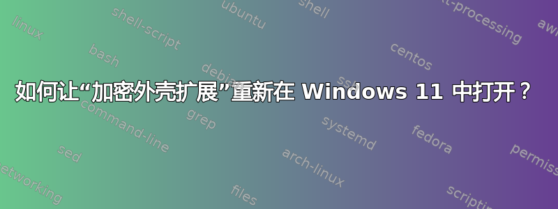 如何让“加密外壳扩展”重新在 Windows 11 中打开？