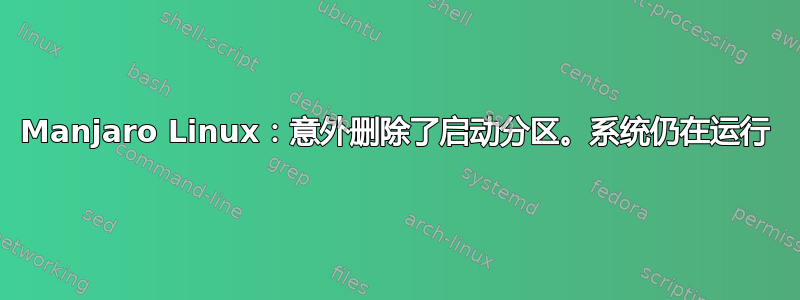 Manjaro Linux：意外删除了启动分区。系统仍在运行