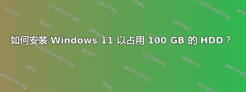 如何安装 Windows 11 以占用 100 GB 的 HDD？