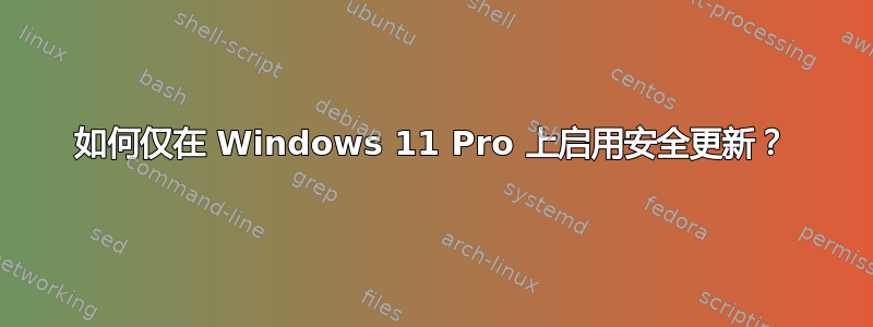 如何仅在 Windows 11 Pro 上启用安全更新？