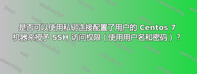 是否可以使用私钥连接配置了用户的 Centos 7 机器来授予 SSH 访问权限（使用用户名和密码）？