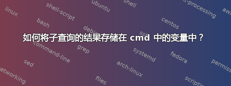 如何将子查询的结果存储在 cmd 中的变量中？