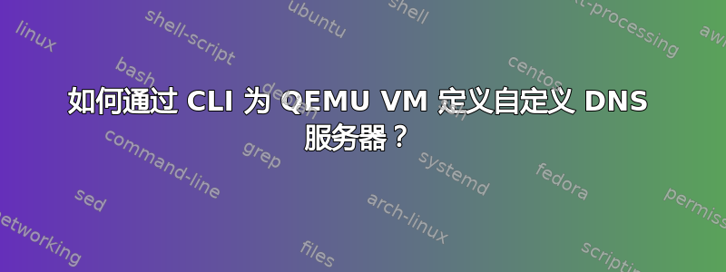 如何通过 CLI 为 QEMU VM 定义自定义 DNS 服务器？