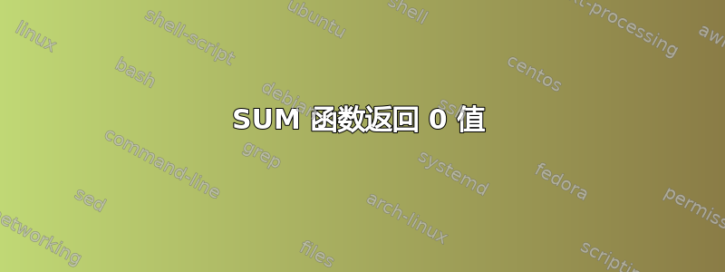 SUM 函数返回 0 值