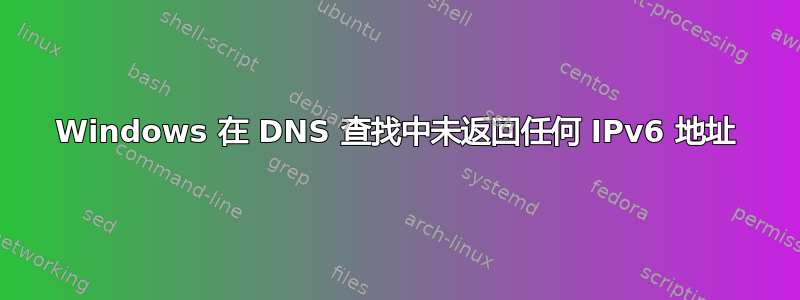 Windows 在 DNS 查找中未返回任何 IPv6 地址