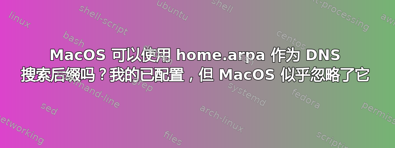 MacOS 可以使用 home.arpa 作为 DNS 搜索后缀吗？我的已配置，但 MacOS 似乎忽略了它