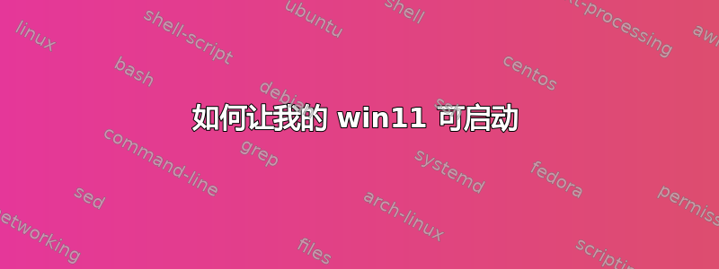 如何让我的 win11 可启动