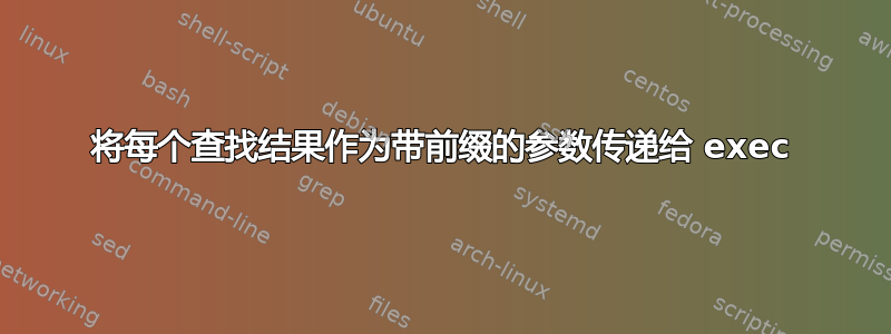 将每个查找结果作为带前缀的参数传递给 exec