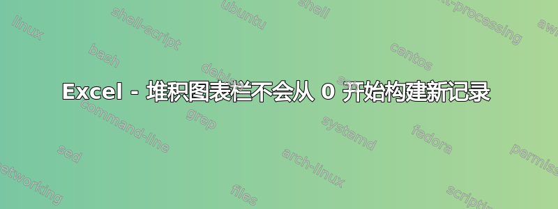 Excel - 堆积图表栏不会从 0 开始构建新记录