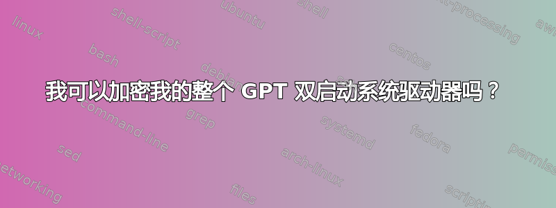 我可以加密我的整个 GPT 双启动系统驱动器吗？