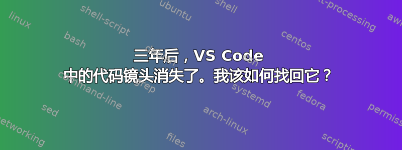 三年后，VS Code 中的代码镜头消失了。我该如何找回它？