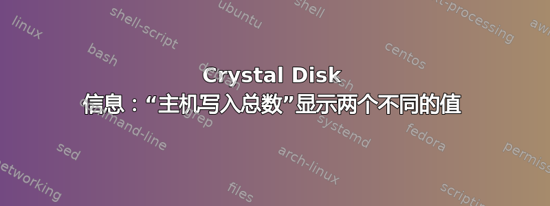 Crystal Disk 信息：“主机写入总数”显示两个不同的值