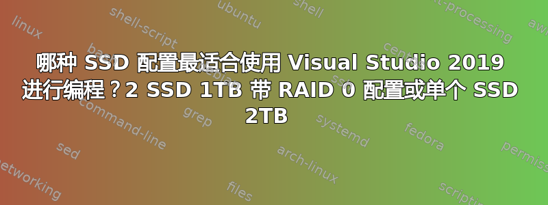 哪种 SSD 配置最适合使用 Visual Studio 2019 进行编程？2 SSD 1TB 带 RAID 0 配置或单个 SSD 2TB 