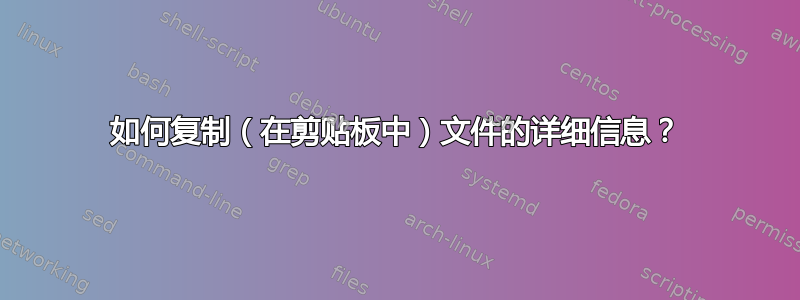 如何复制（在剪贴板中）文件的详细信息？