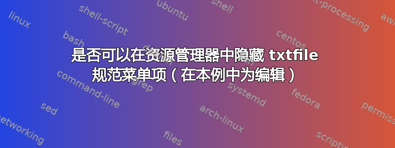 是否可以在资源管理器中隐藏 txtfile 规范菜单项（在本例中为编辑）