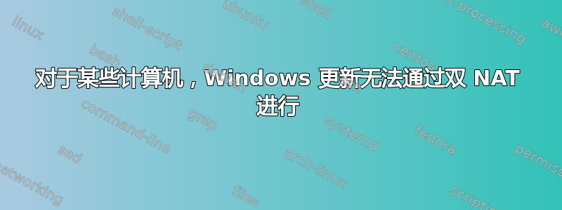 对于某些计算机，Windows 更新无法通过双 NAT 进行