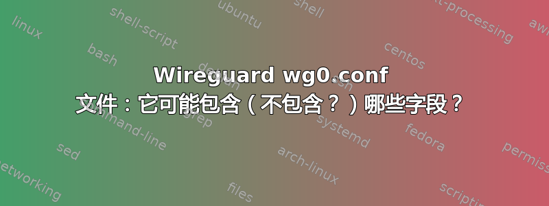 Wireguard wg0.conf 文件：它可能包含（不包含？）哪些字段？