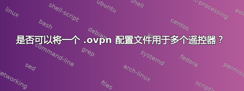 是否可以将一个 .ovpn 配置文件用于多个遥控器？