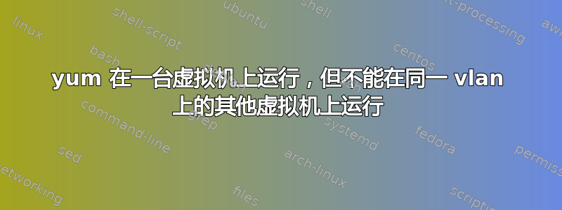 yum 在一台虚拟机上运行，​​但不能在同一 vlan 上的其他虚拟机上运行