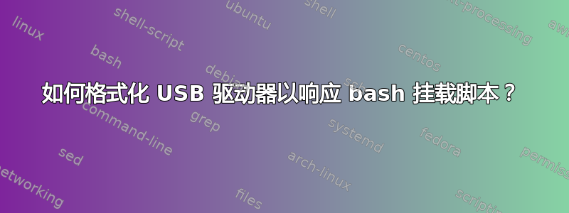 如何格式化 USB 驱动器以响应 bash 挂载脚本？