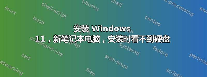 安装 Windows 11，新笔记本电脑，安装时看不到硬盘