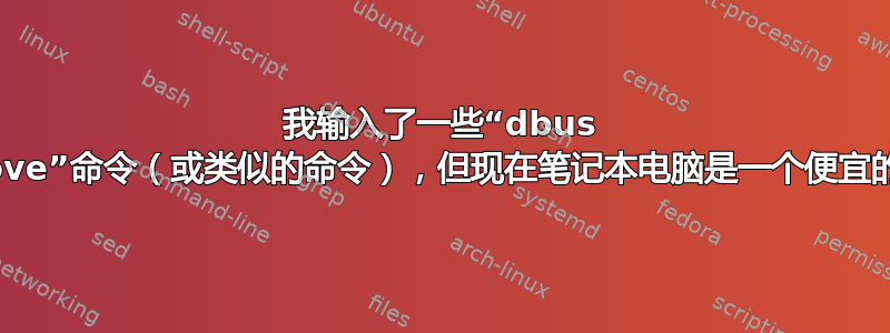 我输入了一些“dbus remove”命令（或类似的命令），但现在笔记本电脑是一个便宜的镇纸