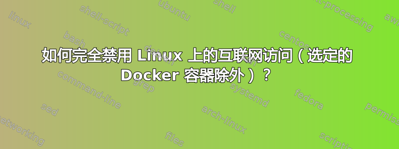 如何完全禁用 Linux 上的互联网访问（选定的 Docker 容器除外）？