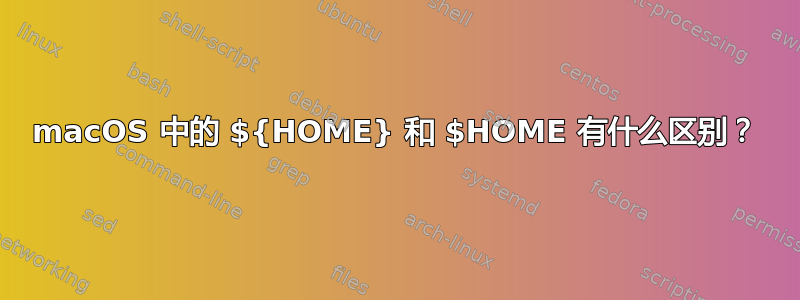 macOS 中的 ${HOME} 和 $HOME 有什么区别？