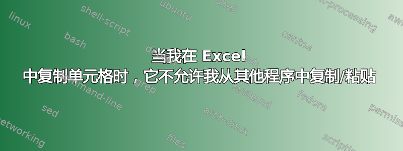 当我在 Excel 中复制单元格时，它不允许我从其他程序中复制/粘贴