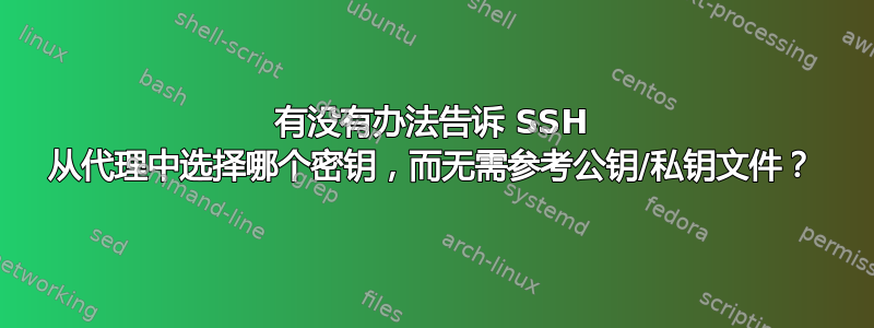 有没有办法告诉 SSH 从代理中选择哪个密钥，而无需参考公钥/私钥文件？